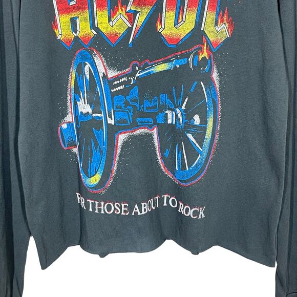 Daydreamer AC/DC For Those About To Rock Long Sleeve Tee Small Oversized Cropped - Picture 2 of 5